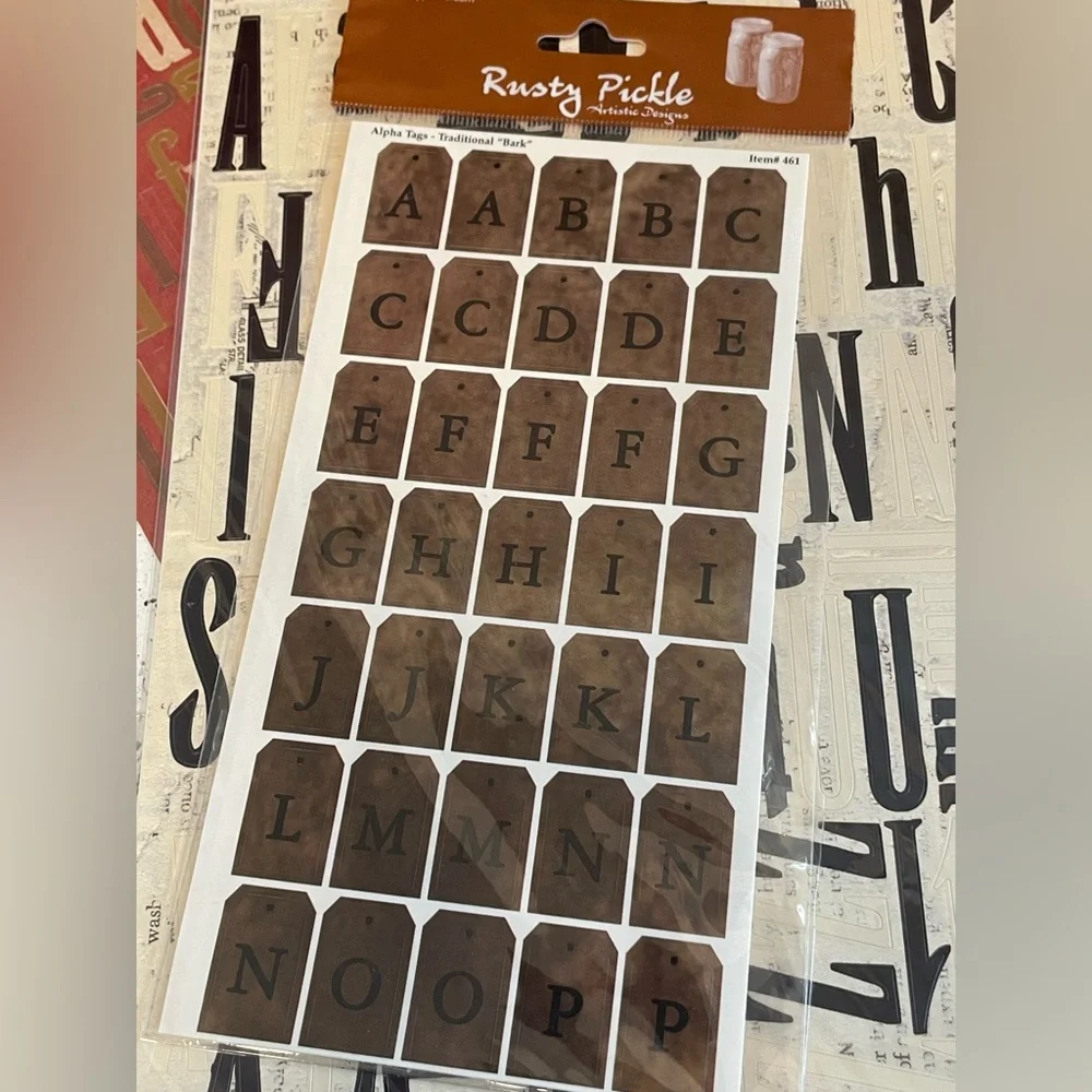 Rusty Pickle Alphabet Stickers Lot‎ Scrapbook Craft Letters Vintage Style Fonts